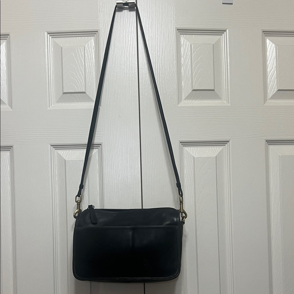 Vintage Coach Crossbody Leather Double Traps Shoulder Bag